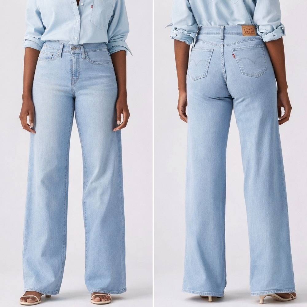 Levi’s 318 Shaping Wide Leg Jeans Light Wash Size 30